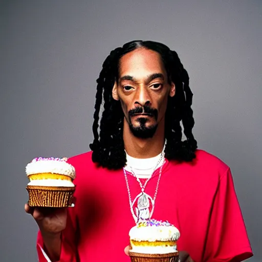 Image similar to Snoop Dogg holding a box of cupcakes for a 1990s sitcom tv show, Studio Photograph, portrait, C 12.0