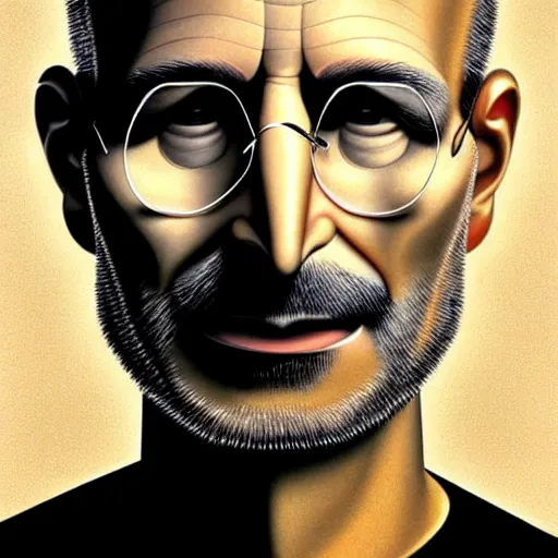 Image similar to apples arranged in the shape of a face resembling steve jobs, fantasy, intricate, elegant, highly detailed, lifelike, photorealistic, digital painting, artstation, illustration, smooth, sharp focus, art by giuseppe arcimboldo