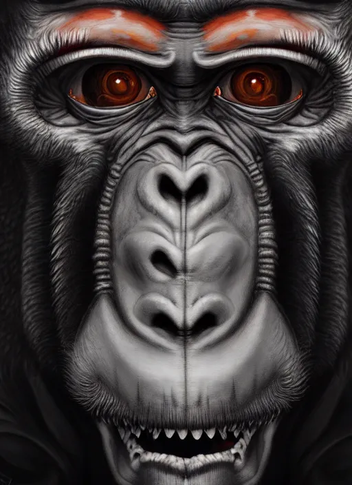 Image similar to close up portrait of a monkey monster in the mountains of hell, oil painting by tomasz jedruszek, cinematic lighting, pen and ink, intricate line, hd, 4 k, million of likes, trending on artstation