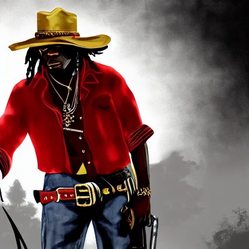 Image similar to Rapper Chief Keef In red dead redemption 2 digital art 4K quality super realistic