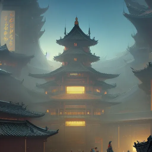 Image similar to beautiful render of tang dynasty, palaceby andreas rocha and greg rutkowski, trending on artstation, unreal engine, 8 k hd wallpaperjpeg artifact, blur, artfact