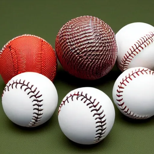 Prompt: baseballs shaped like a tidal wave