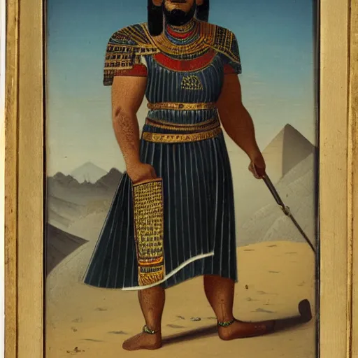 Image similar to persian samurai, egyptian landscape, 1 9 th century