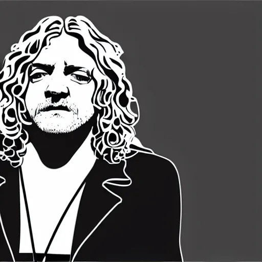 Image similar to 1 9 7 0 - young - robert - plant from led zepelin singing into the microphone, swagger, sticker - art, svg vector, adobe - illustrator