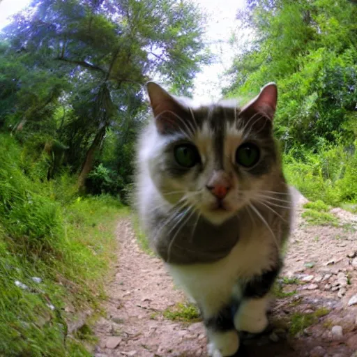 Image similar to cat on trail-cam, slight fish-eye lens