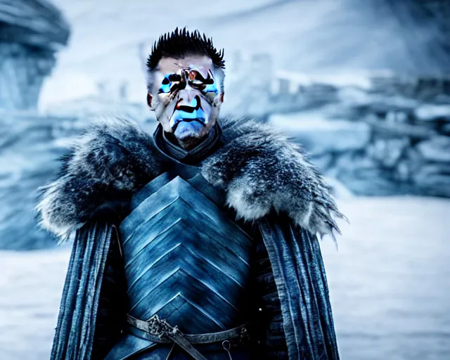 Image similar to justin sun as night king in game of thrones entombed in ice, 4 k, epic, cinematic, focus, movie still, fantasy, extreme detail, atmospheric, dark colour, sharp focus