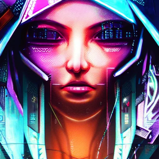 Image similar to “high detail picture of a Cyberpunk girl, digital art, concept art, neon colors, high contrast, sharp focus, hiperrealist, photorealist, Artstation HQ, DeviantArt, cybernetics, techwear, urban samurai, netrunner, Shadowrun, Cyberpunk 2077, Deus Ex, Eddy Shinjuku, Rene Gorecki, Yulin Li, 4k UHD, Unreal Engine 5”