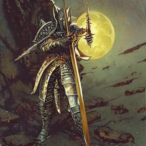 Image similar to the moonlight greatsword from dark souls, art by norman rockwell and donato giancola and greg rutkowski