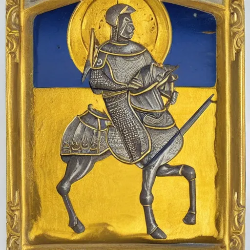 Image similar to holy knight in golden armor with a runnic sword