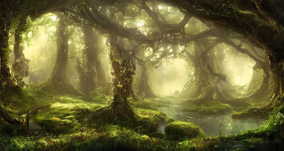 Image similar to Enchanted and magic forest, by CGSociety