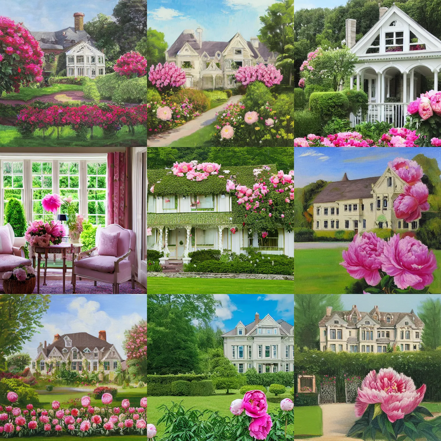 Prompt: summer manor with peony