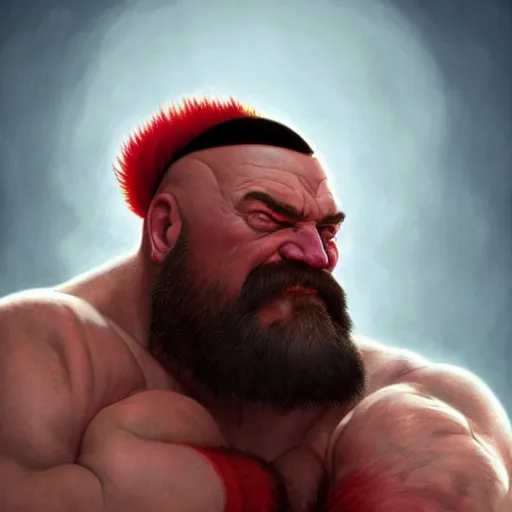 Image similar to david koechner as zangief from street fighter, spinning, ultra realistic, concept art, intricate details, eerie, highly detailed, photorealistic, octane render, 8 k, unreal engine. art by artgerm and greg rutkowski and magali villeneuve and alphonse mucha