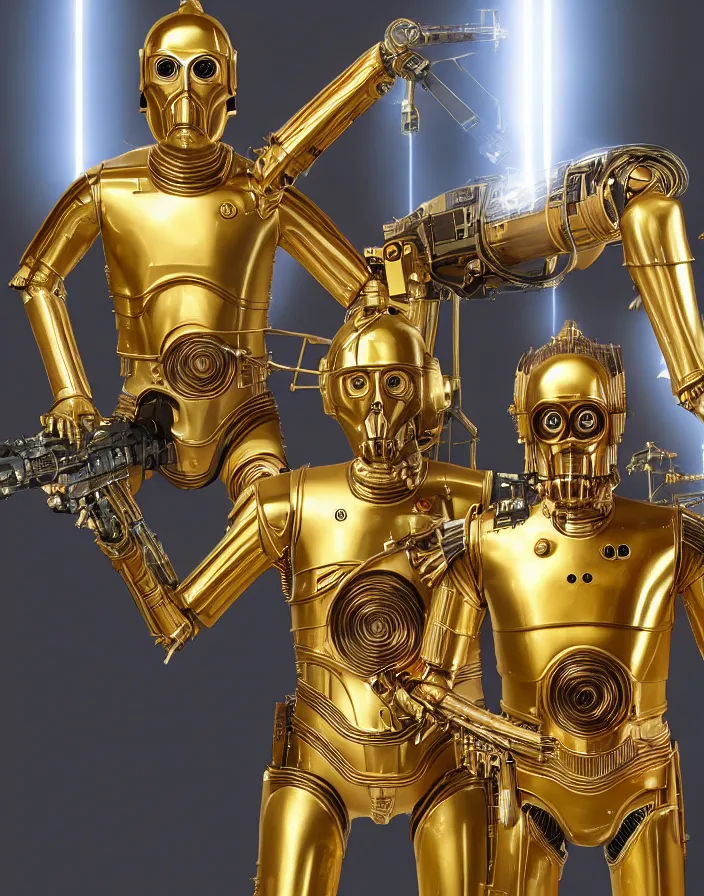 Prompt: c 3 po getting a victory royale, asthetic, realistic, 8 k, photography