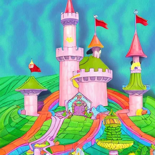 Prompt: candyland castle in the style of studio ghibli