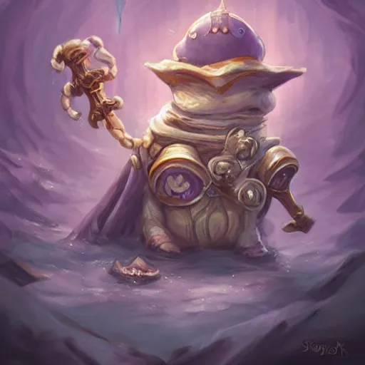 Image similar to cute little anthropomorphic violet sea-snail sorcerer wearing crypt baldric, tiny, small, miniature animal, baby animal, short, pale blue armor, cute and adorable, pretty, beautiful, DnD character art portrait, matte fantasy painting, DeviantArt Artstation, by Jason Felix by Steve Argyle by Tyler Jacobson by Peter Mohrbacher, cinematic lighting