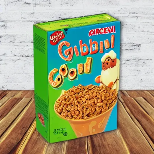 Image similar to goblin cereal box