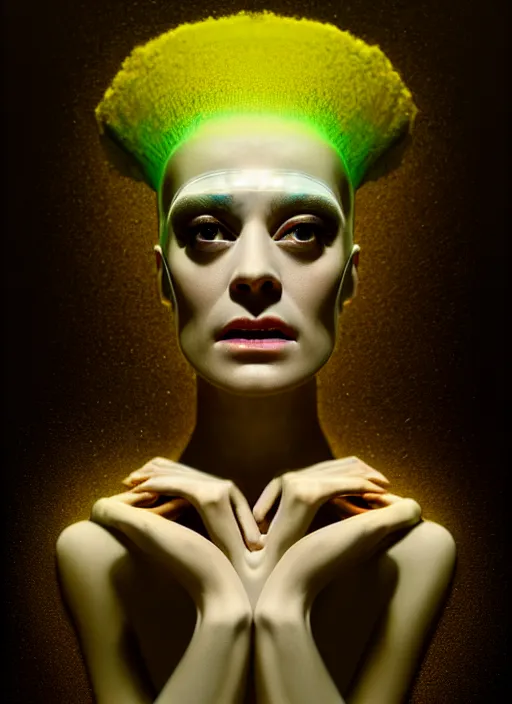 Prompt: smooth healthy skin, glowing complexion, high key lighting, portrait of a beautiful gentle futuristic bride of frankenstein, kintsugi, modern fine art, fractal, intricate, elegant, highly detailed, digital photography, subsurface scattering, by jheronimus bosch and greg rutkowski