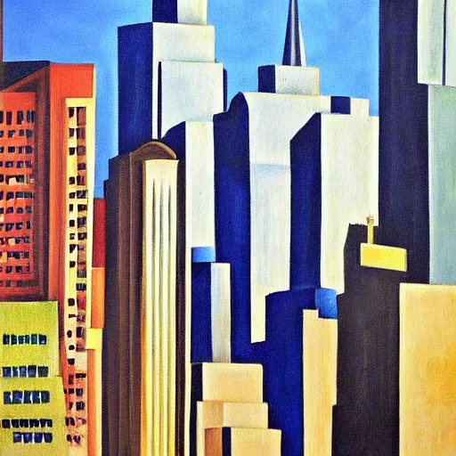Prompt: downtown new york painting by georgia o'keeffe