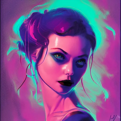Prompt: high key studio anaglyph lighting headshot portrait of young female goth, directed by Alex Garland and Christopher Nolan, art by Paul Lehr and David Heskin and Mandy Jurgens and Josan Gonzalez, Artgerm, WLOP, Hi-Fructose, suicide girls