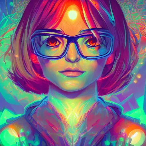 Image similar to skill magic geek inside matrix deepdream radiating a glowing aura stuff loot legends stylized digital illustration video game icon artstation lois van baarle, ilya kuvshinov, rossdraws,