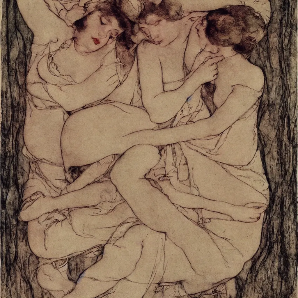 Image similar to engraving by egon shiele