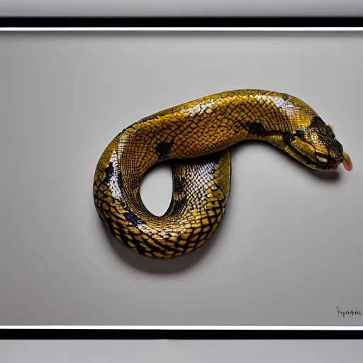 Prompt: award winning studio photography of a snake. weird fruit, studio lighting, solid background