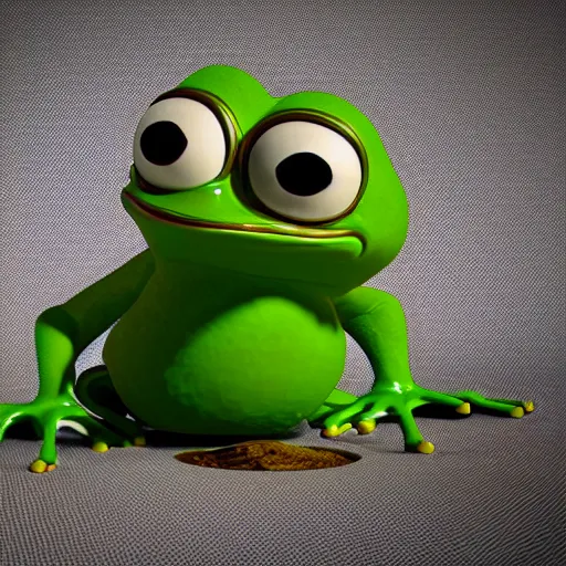 Image similar to pepe the Frog, octane render