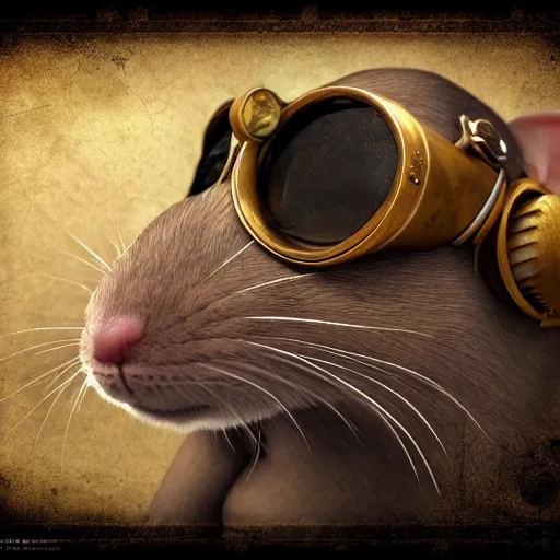 Image similar to a rat with steampunk googles, by CGSociety