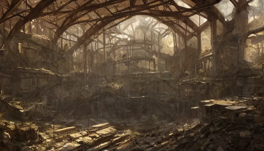 Image similar to a beautiful painting of of an old abandoned 1 9 th century gold mine with exposed beams by greg rutkowski and kalin popov, trending on artstation, masterpiece,