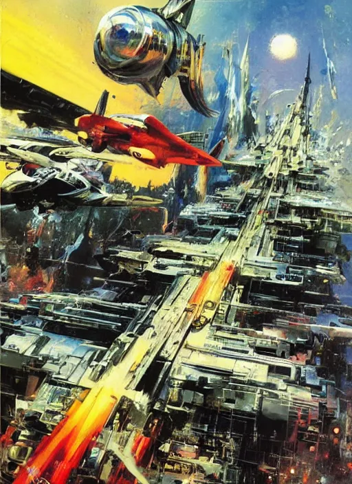 Image similar to masterpiece book cover illustration by the great famous sci - fi artist john berkey.