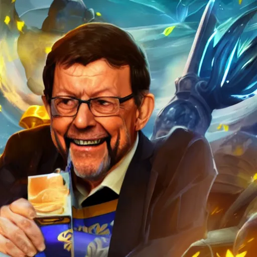 Image similar to mariano rajoy league of legends champion splashart