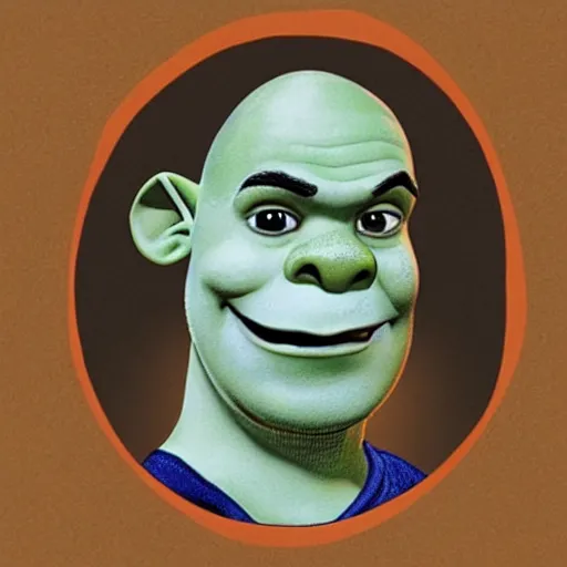 Image similar to shrek with buzz cut pencil sketch, colored