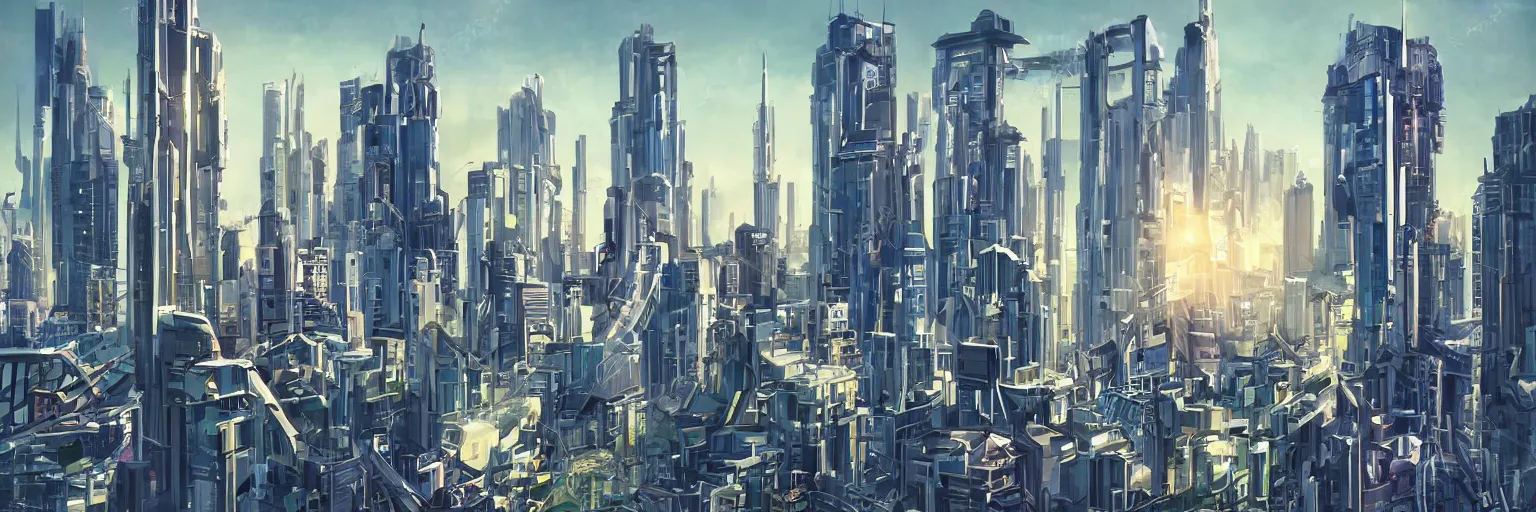 Image similar to futuristic cityscape