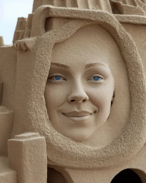 Image similar to a detailed sandcastle with the face of natalie dormer