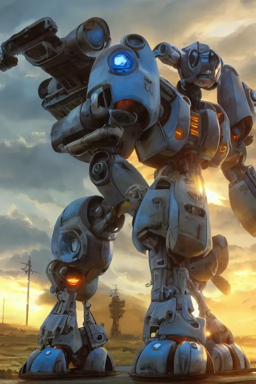 Image similar to mechwarrior 5 : mercenaries mech megaman transformer robot boss tank engine game octane render, 4 k, hd 2 0 2 2 3 d cgi rtx hdr style chrome reflexion glow fanart, global illumination ray tracing hdr fanart arstation by ian pesty by jesper ejsing pixar and disney unreal zbrush central hardmesh