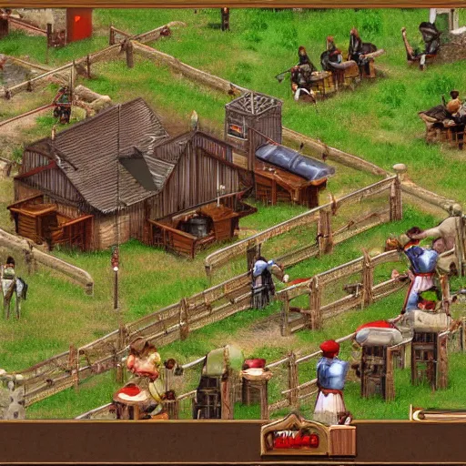 Image similar to mcdonald's restaurant in age of empires ii, detailed screenshot