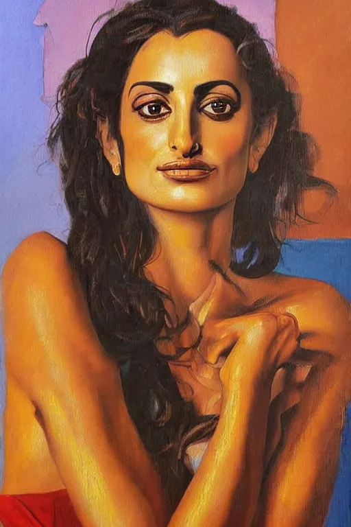 Image similar to oil painting, portrait of penelope cruz, artwork by salvador dali