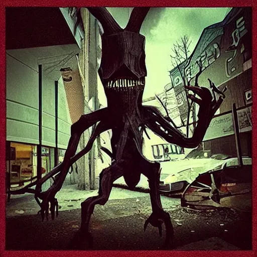 Image similar to “ wendigo outside a mcdonald ’ s, hd hyperdetailed, cryptid post - apocalyptic biopunk ”