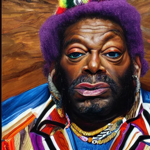 Prompt: high quality high detail painting by lucian freud, hd, portrait of george clinton, parliament - funkadelic