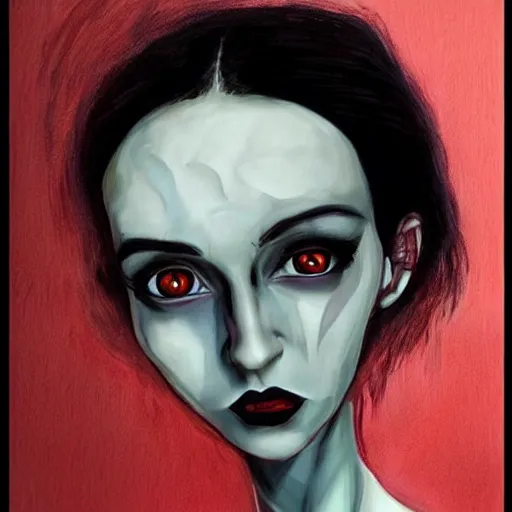 Image similar to woman portrait made out of paint, beautiful, cyborg, tim burton comic book art