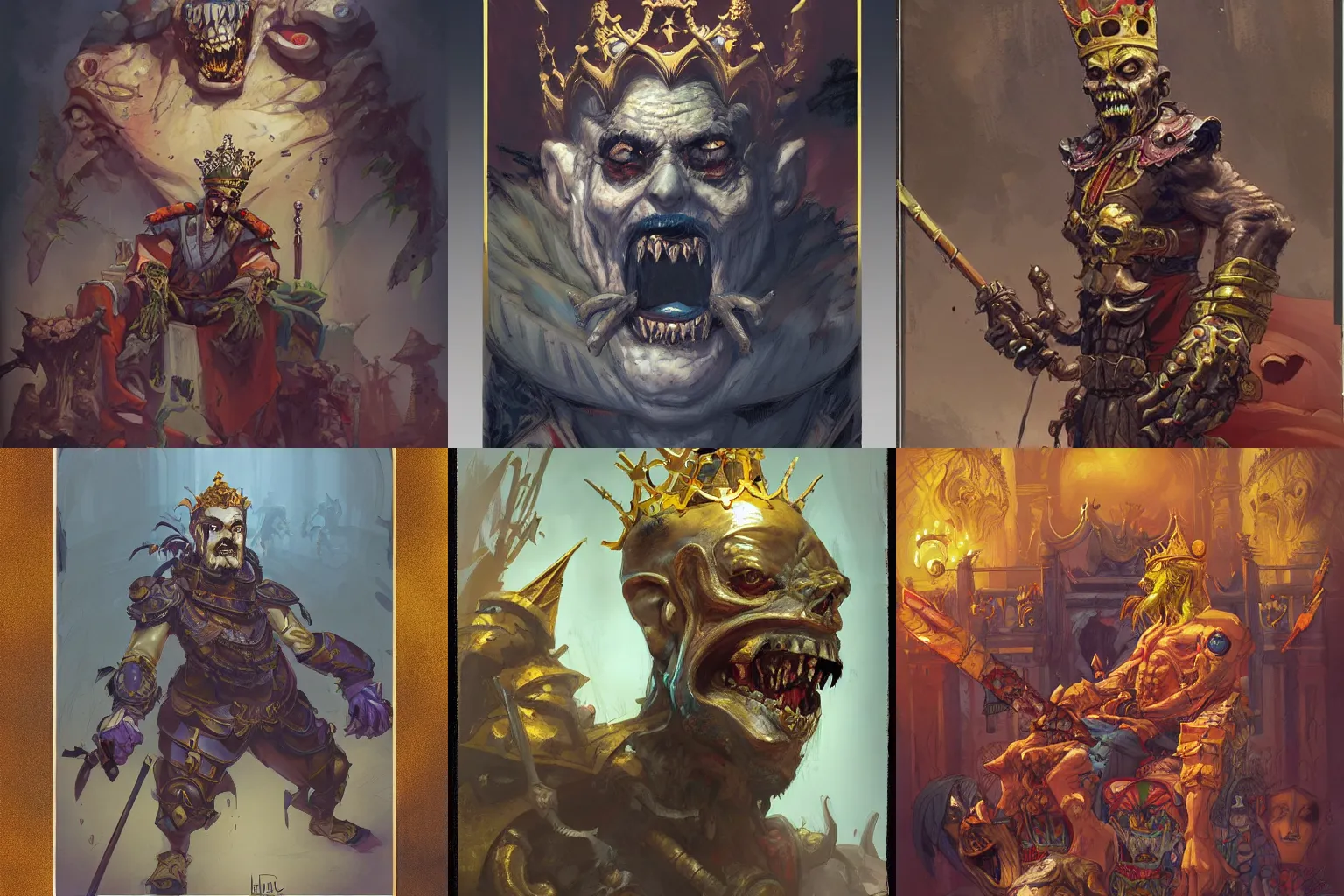 Prompt: portrait of a king zombie in a palace by jesper ejsing and eddie mendoza, gold