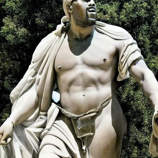 Prompt: a greek statue of kanye west photograph