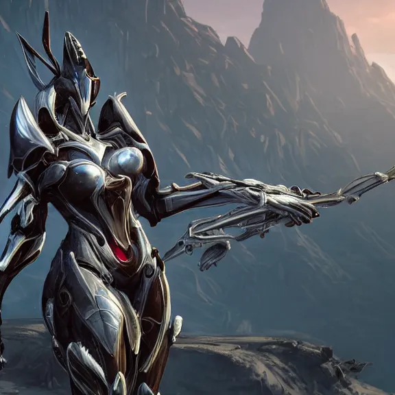 Image similar to extremely detailed cinematic low ground shot of a giant 1000 meter tall beautiful stunning female warframe goddess, that's an anthropomorphic hot robot mecha female dragon, silver sharp streamlined armor, detailed head, sharp claws, glowing Purple LED eyes, sitting cutely on a mountain in the background, a tiny forest with a village in the foregri, dragon art, warframe fanart, Destiny fanart, micro art, macro art, giantess art, fantasy, goddess art, furry art, furaffinity, high quality 3D realism, DeviantArt, Eka's Portal, HD, depth of field