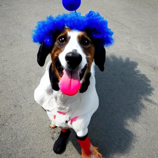 Prompt: photo of a dog clown