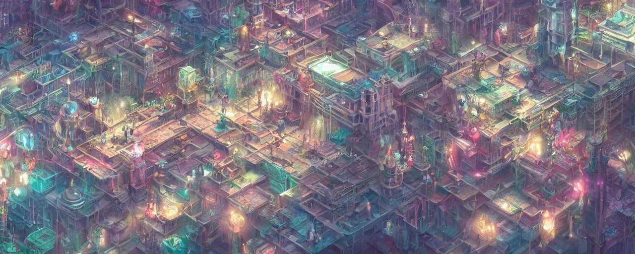 Prompt: detailed concept art illustration colorful pastel painting of a magical fantasy city in full intricate detail, ultra detailed, digital art, octane render, 4K, dystopian, micro details