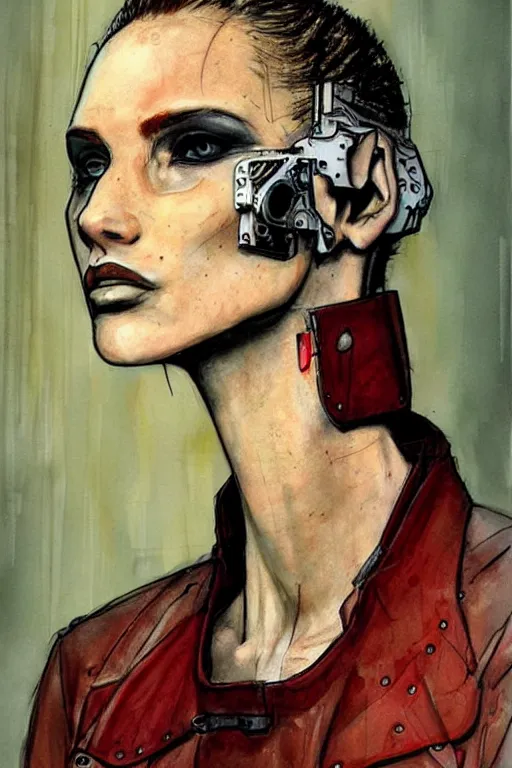 Image similar to portrait fashion model cyborg artwork by enki bilal