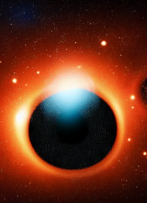 Image similar to Humanoid black hole, alien technology, see through, space