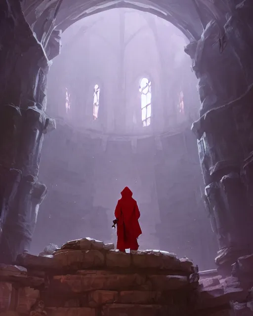 Image similar to a hooded adventurer standing in a dungeon. atmospheric lighting, 8 k. by makoto shinkai, stanley artgerm lau, wlop, rossdraws, james jean, andrei riabovitchev, marc simonetti, krenz cushart, sakimichan, d & d trending on artstation, digital art.