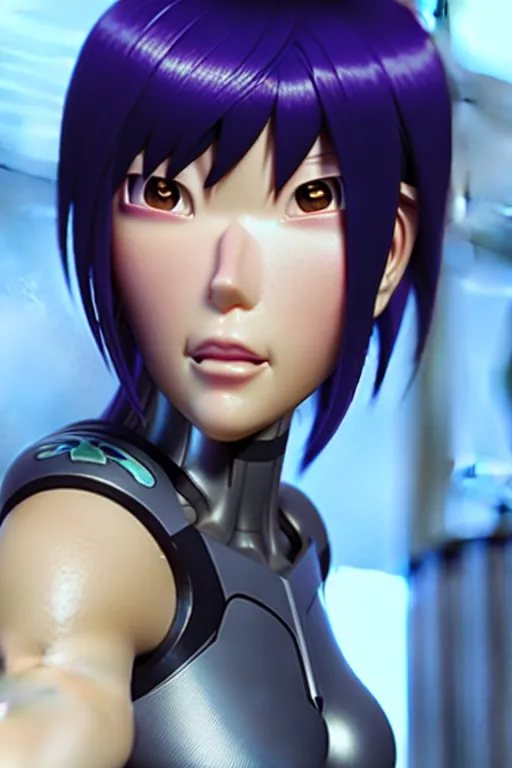 Image similar to weta disney pixar movie still portrait photo of motoko kusanagi ghost in the shell anime : : as cyborg woman by pixar : : by weta, wlop, ilya kuvshinov, rossdraws, artgerm, maxim cover, octane render, anime, octane render, 3 d, volumetric lighting, anti aliasing, raytracing : :