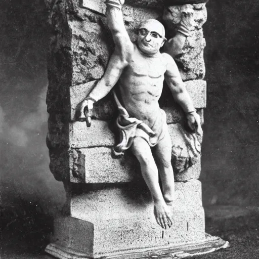 Prompt: antique photo of a creature busting out of a stone gargoyle, highly detailed, cfg = 1 5